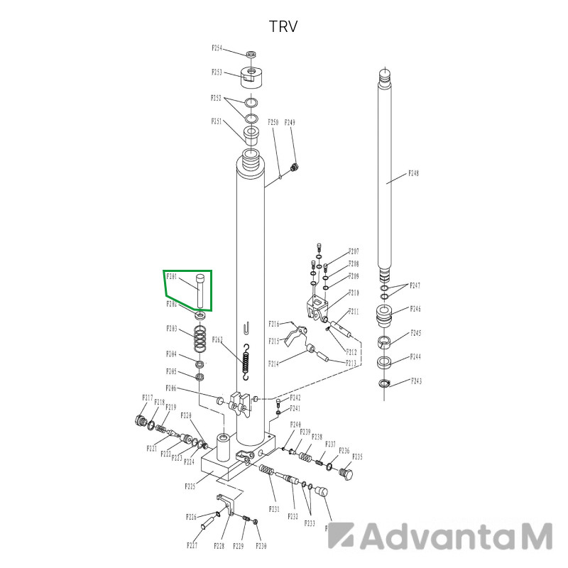 Шток нагнетательный гидроузла для TRV1016/1516  - 1