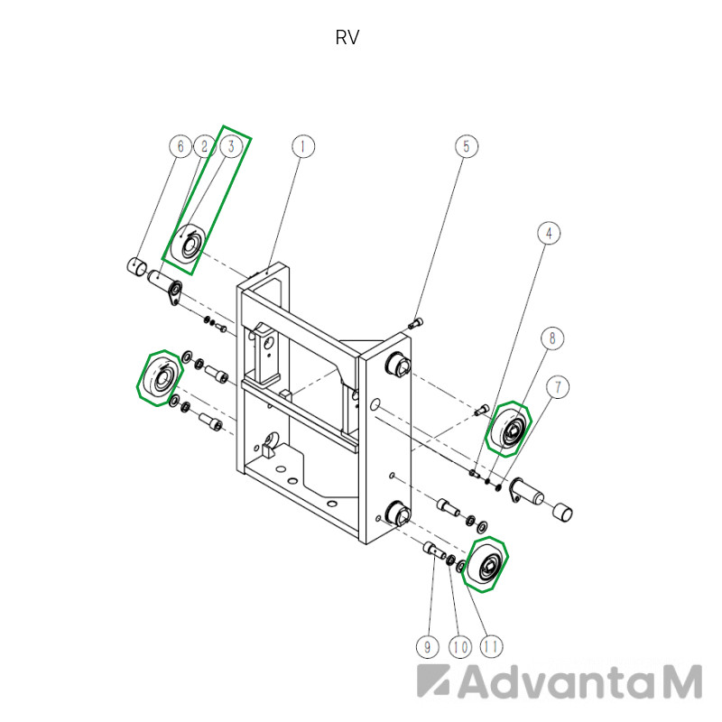 Ролик каретки мачты для ричтрака RV  - 1
