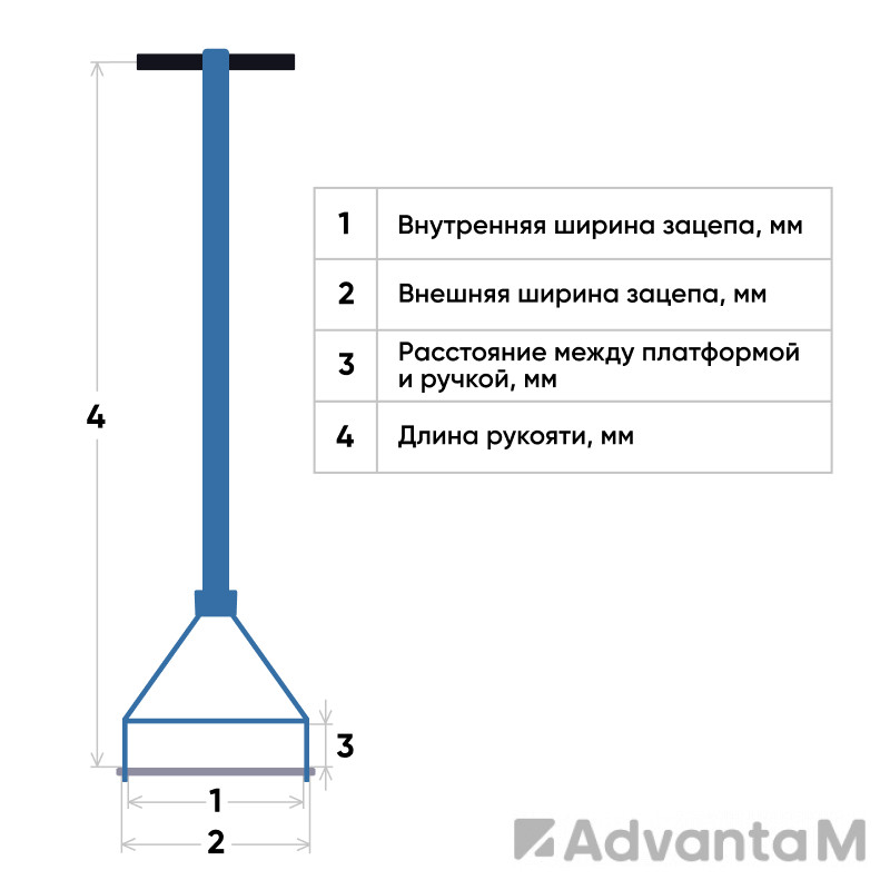 Ручка к роликовой платформе поворотной и подкатной на 6 т, 8 т, 12 т GCRR 60120 - 1